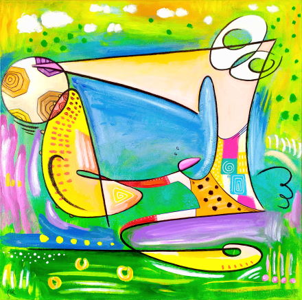 footballistic semi-abstraction soccer volley painting art online eric bourdon