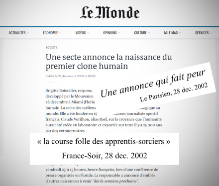 clonage enfant enfants bébé humain cloné secte rael