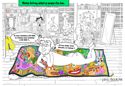 michel onfray séduit peuple tapis robert combas dessin eric bourdon