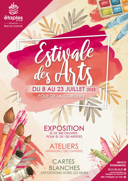 affiche estivale des arts etaples sur mer 2023 exposition peintre eric bourdon