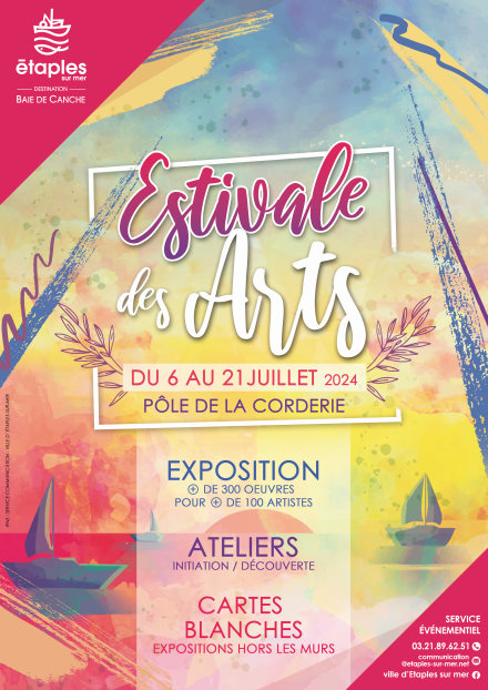 affiche estivale des arts etaples sur mer 2024 exposition peintre eric bourdon