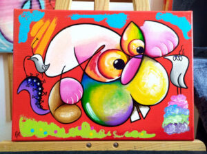 le silence tricote dans sa tete peinture par eric bourdon