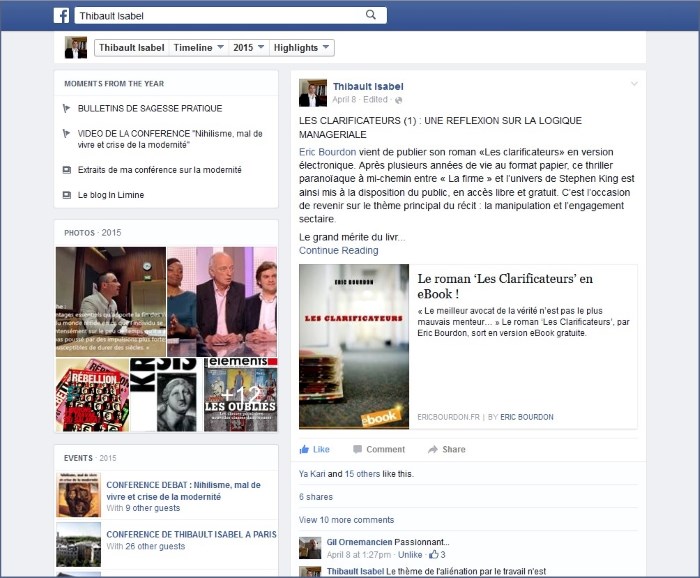 Critique par Thibault Isabel du roman d'Eric Bourdon Les Clarificateurs