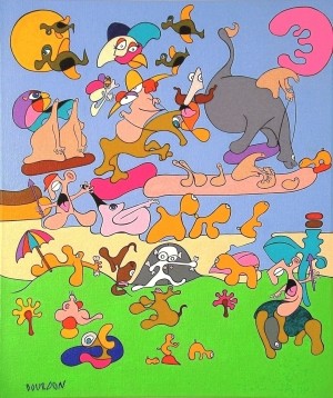 Bones for dogs - Painting by Eric Bourdon