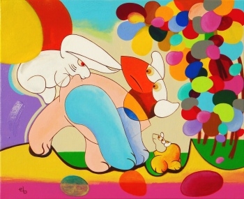 Cuniculus Hurluberlus - Painting by Eric Bourdon