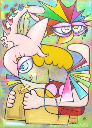 funny birds acrylic painting eric bourdon