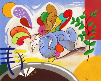 Judocat - Acrylic painting by Eric Bourdon