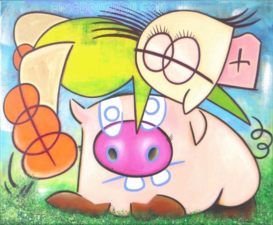 leap-pig acrylic painting eric bourdon