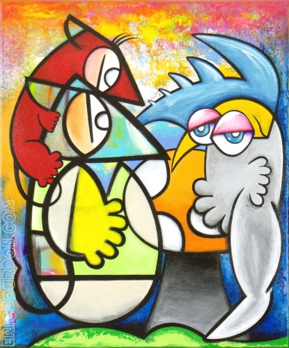 oracle mute owl acrylic painting gallery eric bourdon