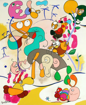 psychedelic snail hunting painting eric bourdon