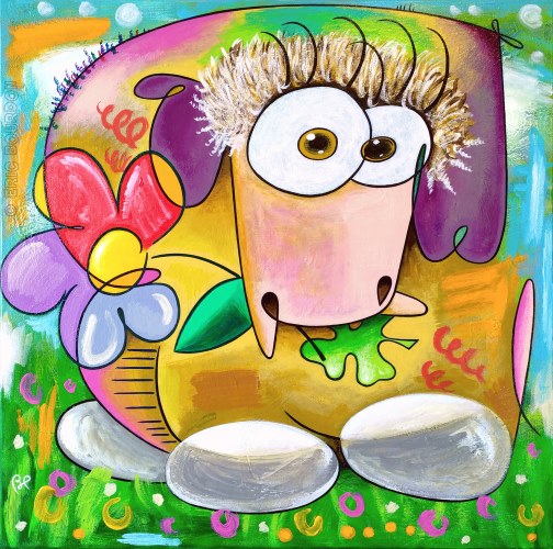 sheep color painting linen canvas eric bourdon